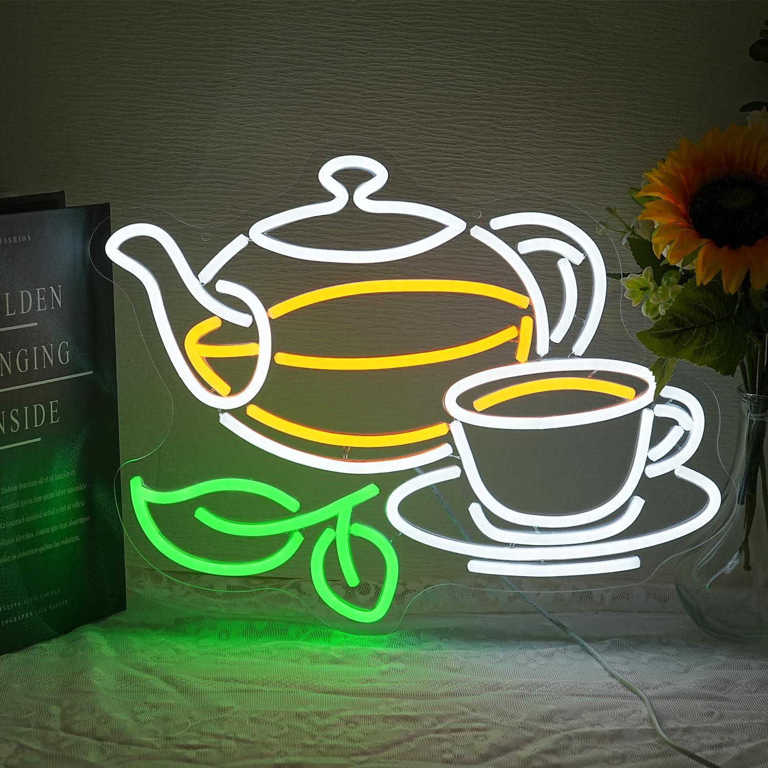 Coffee Tea Plantation - Panneau lumineux néon Thé, LED dimmable