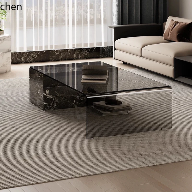 Coffee And Tea Glass - Table basse italienne minimaliste pour salon,