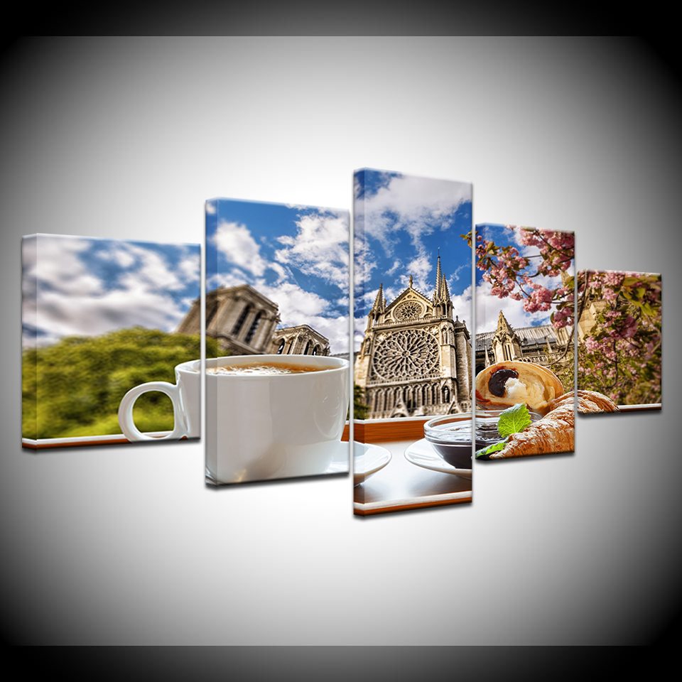 Wallpaper Coffee And Tea - Peinture sur toile modulaire, 5 pièces,