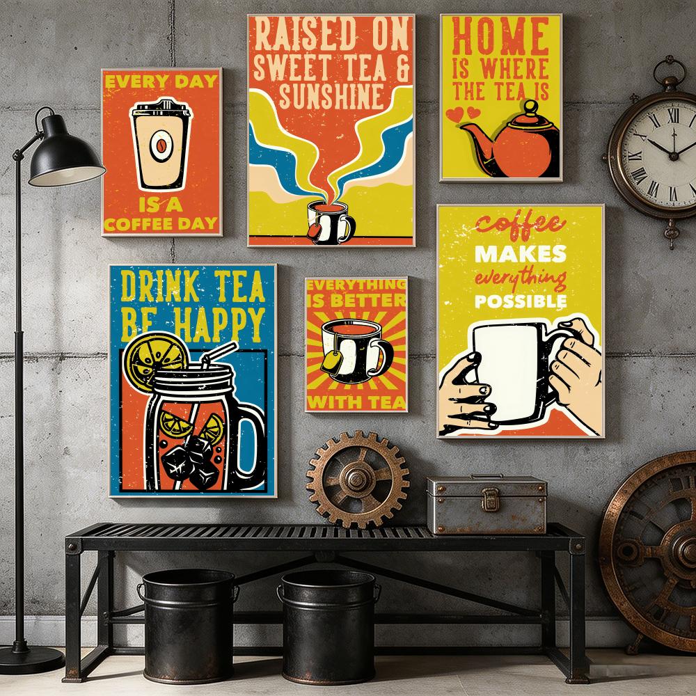 Affiche vintage thé et café, a - Wallpaper Coffee And Tea avis et prix